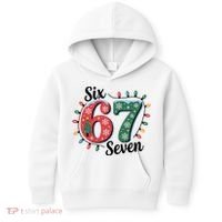 Six Seven 67 6-7 Christmas Lights Xmas Meme Kids Hoodie thumb 0