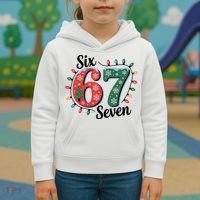 Six Seven 67 6-7 Christmas Lights Xmas Meme Kids Hoodie thumb 3