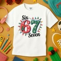 Six Seven 67 6-7 Christmas Lights Xmas Meme Kids T-Shirt thumb 3