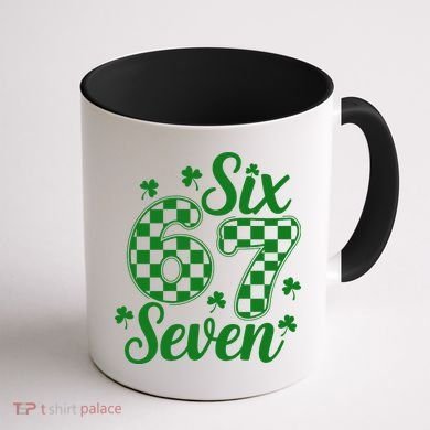 Six Seven 67 St. Patrick's Day Irish Clover 6-7 Meme Coffee Mug back