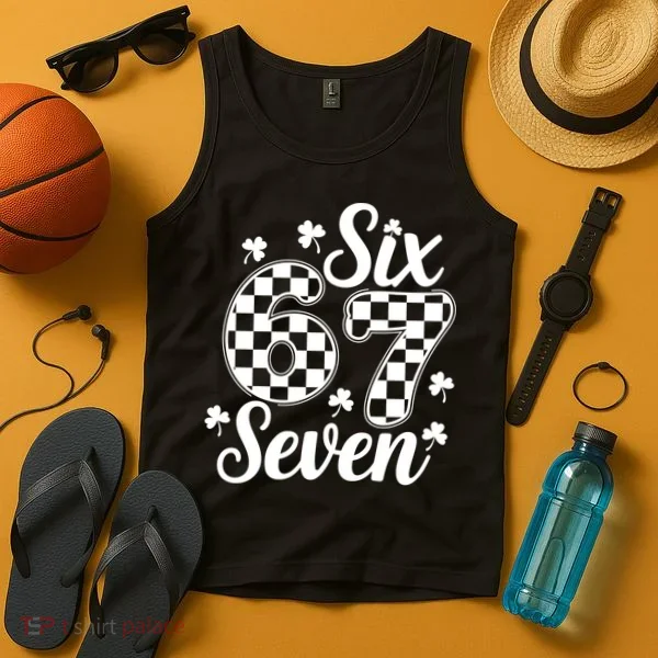 Six Seven 67 St. Patrick's Day Irish Clover 6-7 Meme Tank Top