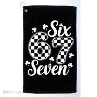 Six Seven 67 St. Patrick's Day Irish Clover 6-7 Meme Golf Towel thumb 0