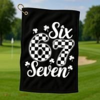 Six Seven 67 St. Patrick's Day Irish Clover 6-7 Meme Golf Towel thumb 1