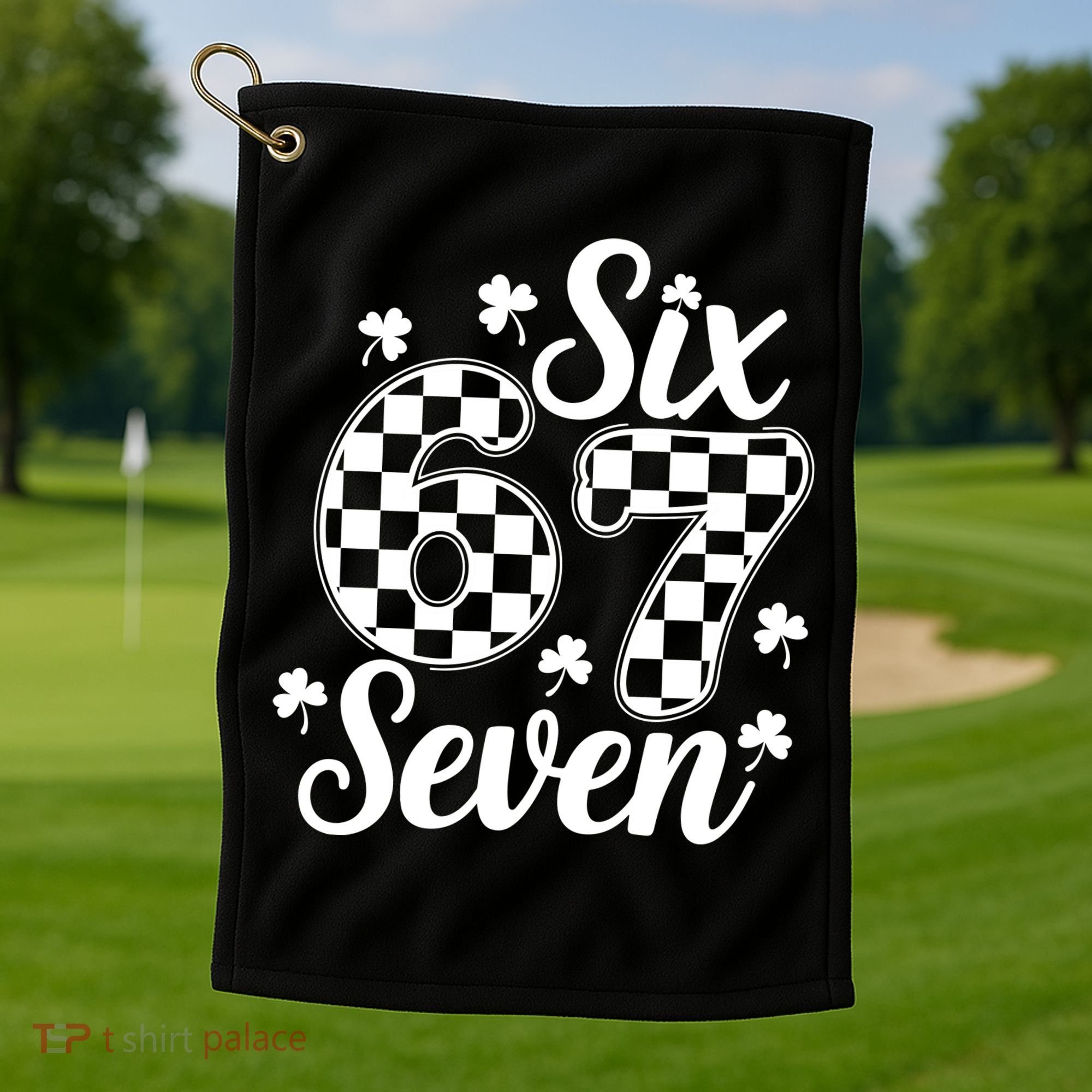 Six Seven 67 St. Patrick's Day Irish Clover 6-7 Meme Golf Towel