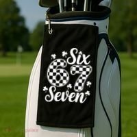 Six Seven 67 St. Patrick's Day Irish Clover 6-7 Meme Golf Towel thumb 2