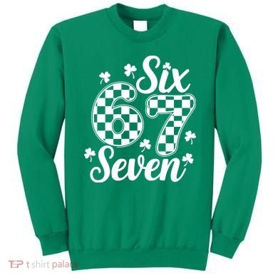 Six Seven 67 St. Patrick's Day Irish Clover 6-7 Meme Sweatshirt