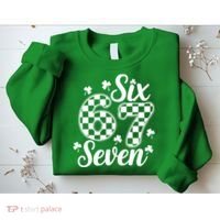 Six Seven 67 St. Patrick's Day Irish Clover 6-7 Meme Sweatshirt thumb 2