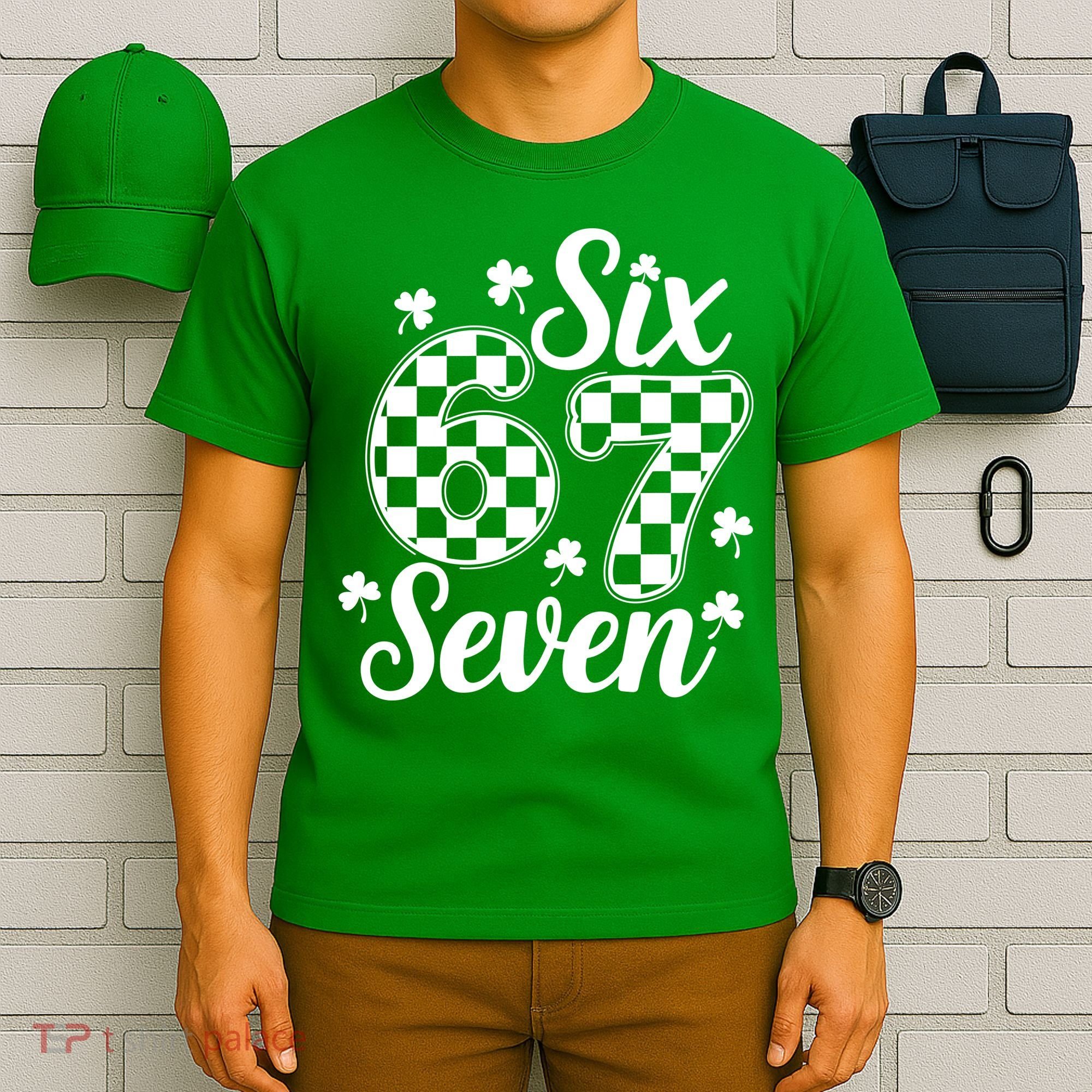 Six Seven 67 St. Patrick's Day Irish Clover 6-7 Meme T-Shirt