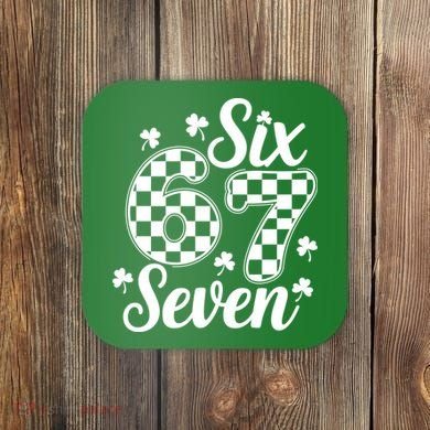 Six Seven 67 St. Patrick's Day Irish Clover 6-7 Meme Coaster