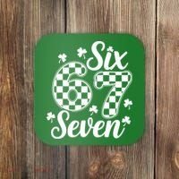 Six Seven 67 St. Patrick's Day Irish Clover 6-7 Meme Coaster thumb 0