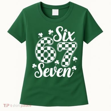 Six Seven 67 St. Patrick's Day Irish Clover 6-7 Meme Women's T-Shirt