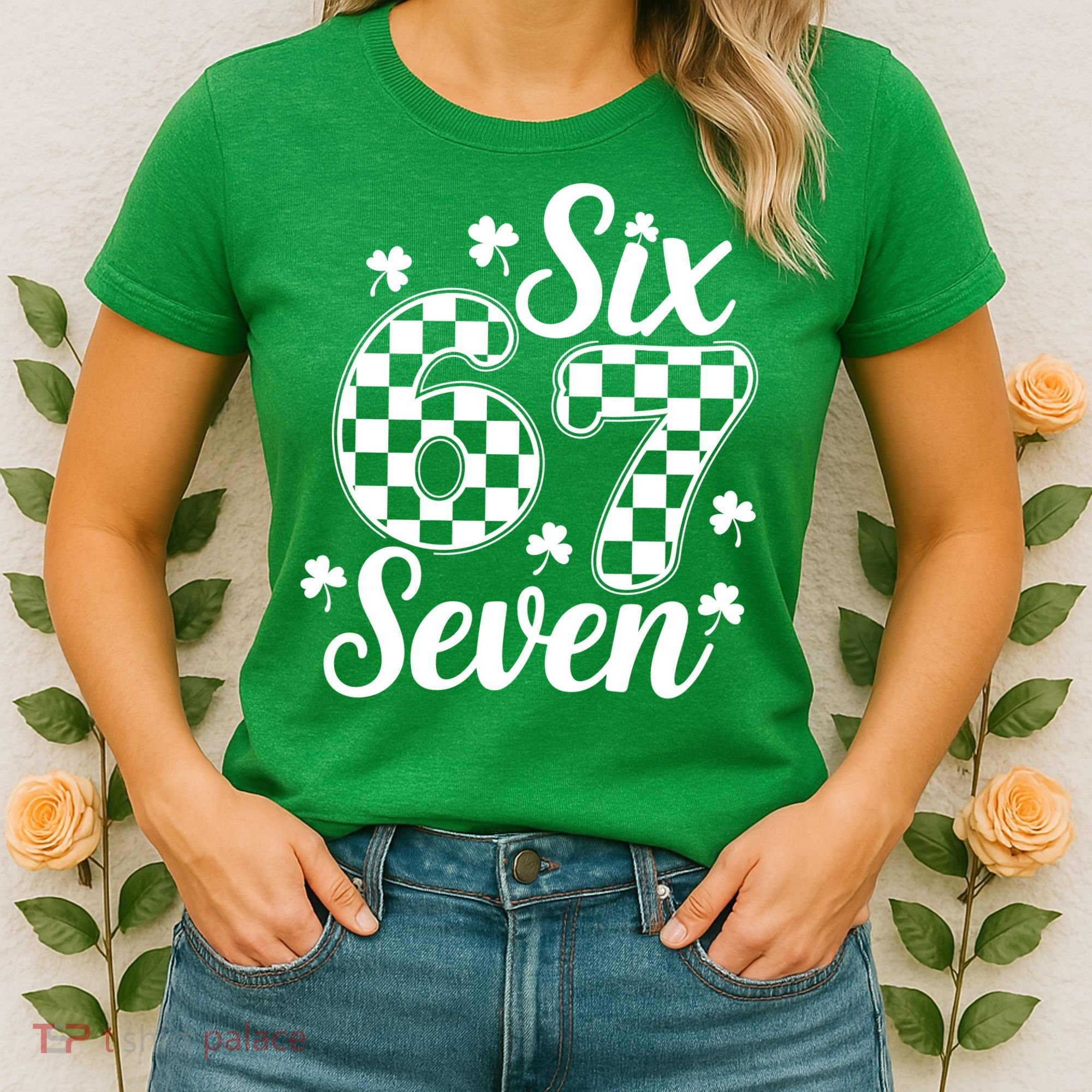 Six Seven 67 St. Patrick's Day Irish Clover 6-7 Meme Women's T-Shirt