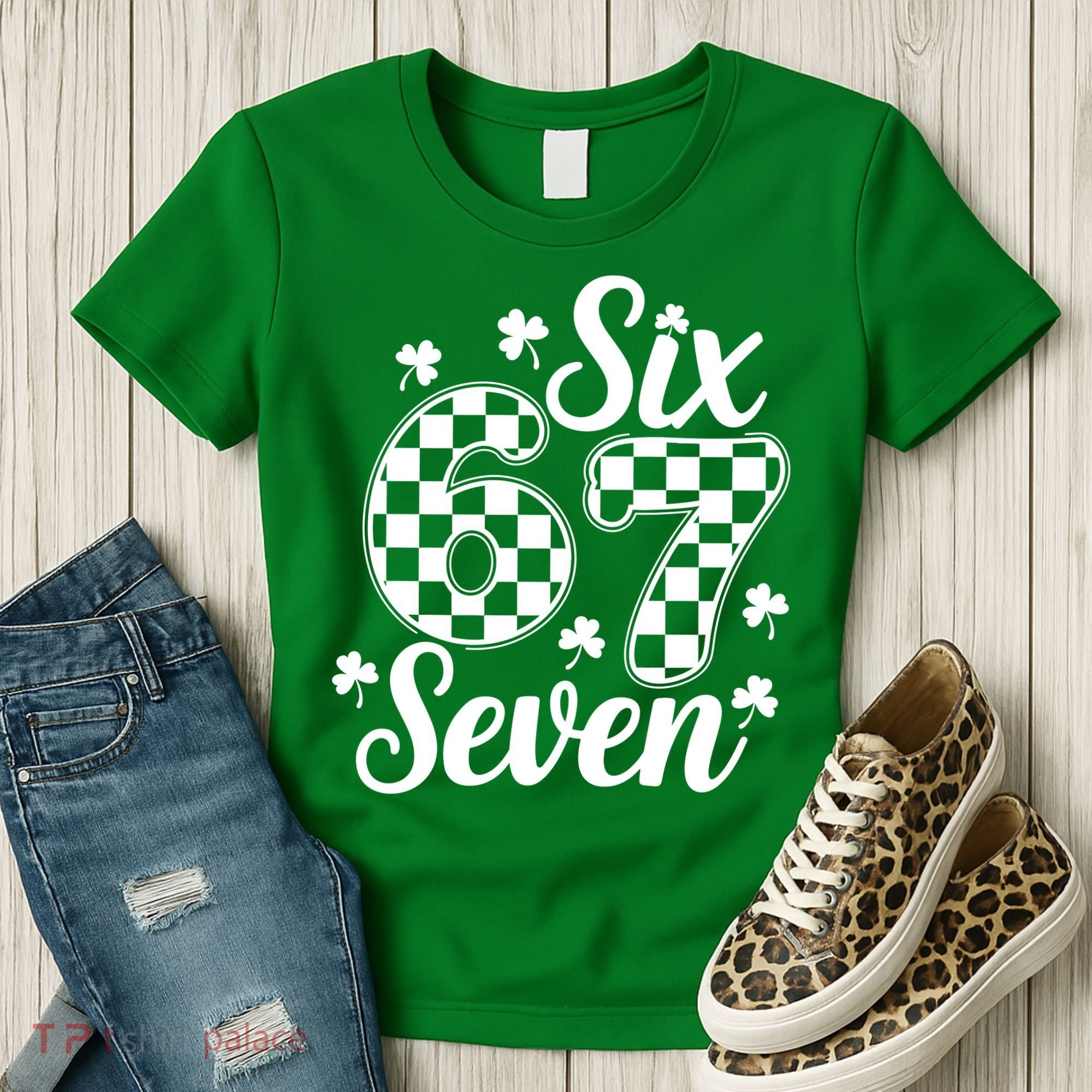 Six Seven 67 St. Patrick's Day Irish Clover 6-7 Meme Women's T-Shirt