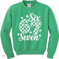 Six Seven 67 St. Patrick's Day Irish Clover 6-7 Meme Kids Sweatshirt thumb 0