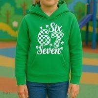 Six Seven 67 St. Patrick's Day Irish Clover 6-7 Meme Kids Hoodie thumb 3