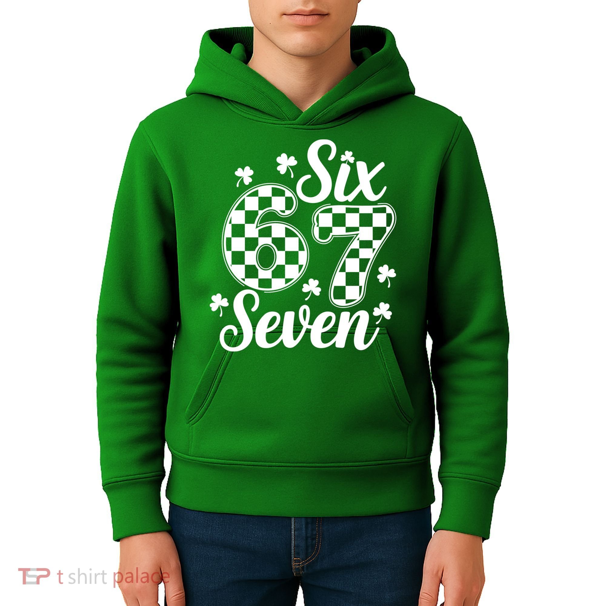 Six Seven 67 St. Patrick's Day Irish Clover 6-7 Meme Kids Hoodie