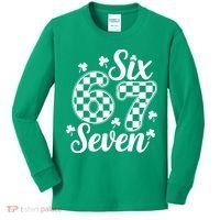 Six Seven 67 St. Patrick's Day Irish Clover 6-7 Meme Kids Long Sleeve Shirt thumb 0