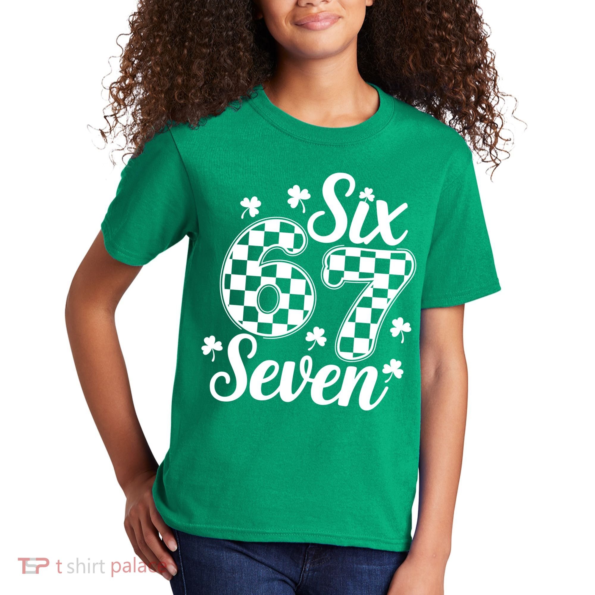 Six Seven 67 St. Patrick's Day Irish Clover 6-7 Meme Kids T-Shirt