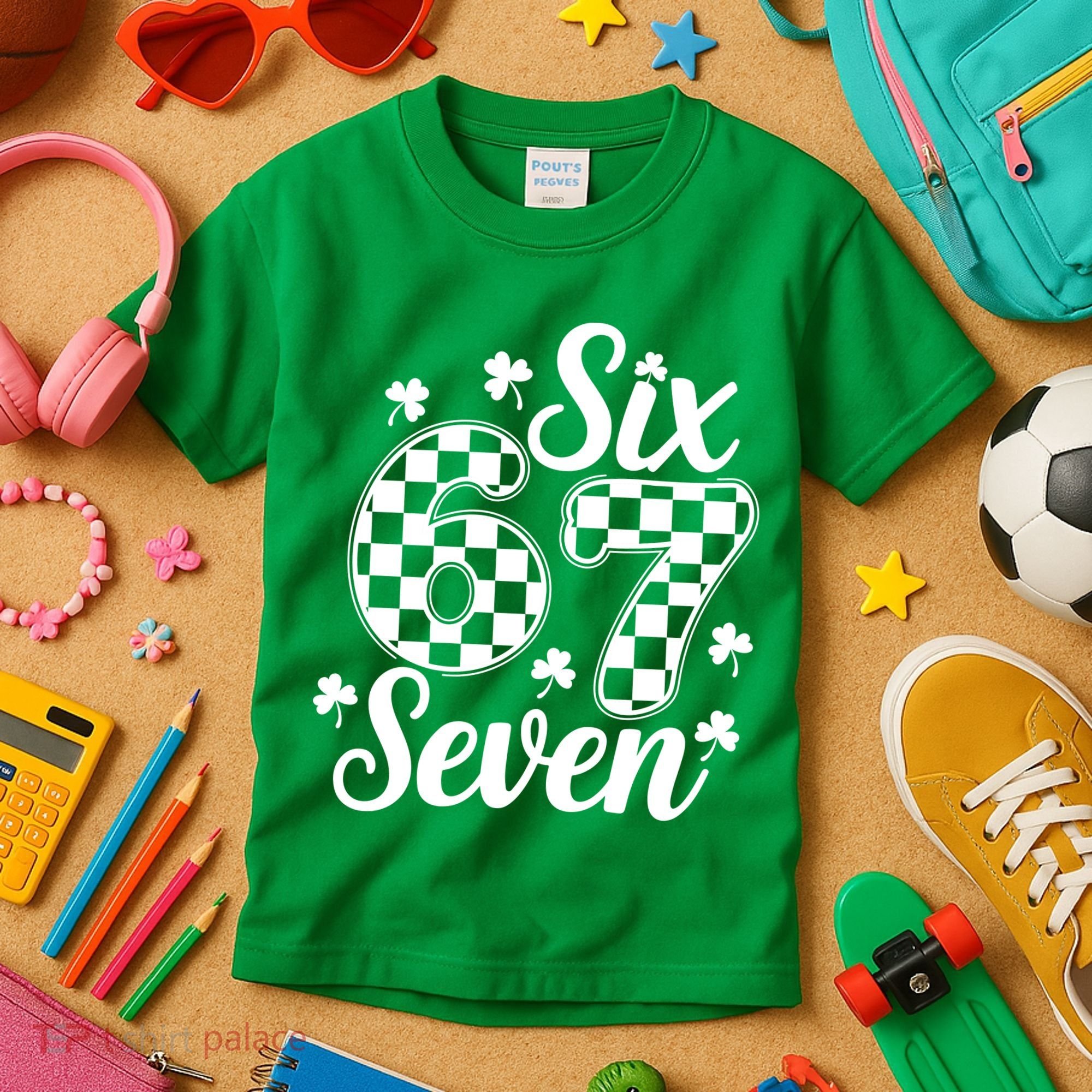 Six Seven 67 St. Patrick's Day Irish Clover 6-7 Meme Kids T-Shirt