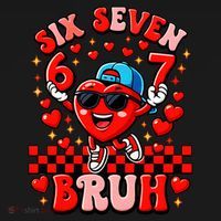 Six Seven 67 Meme Cool 6-7 Valentines Day Pajama Set thumb 2