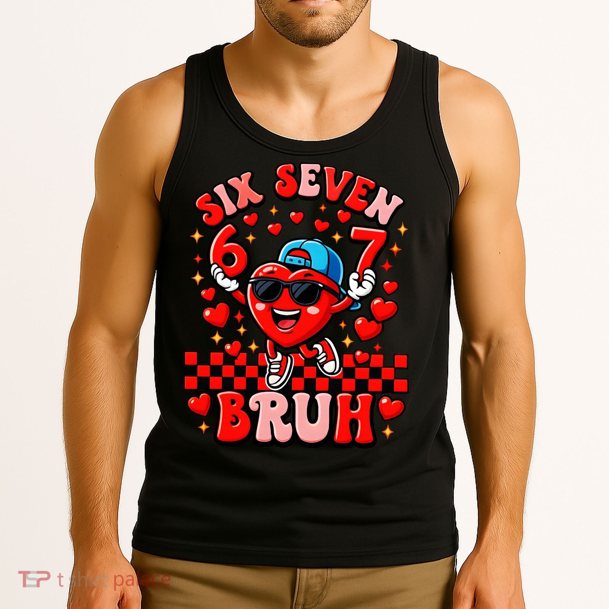 Six Seven 67 Meme Cool 6-7 Valentines Day Tank Top