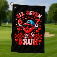 Six Seven 67 Meme Cool 6-7 Valentines Day Golf Towel thumb 1