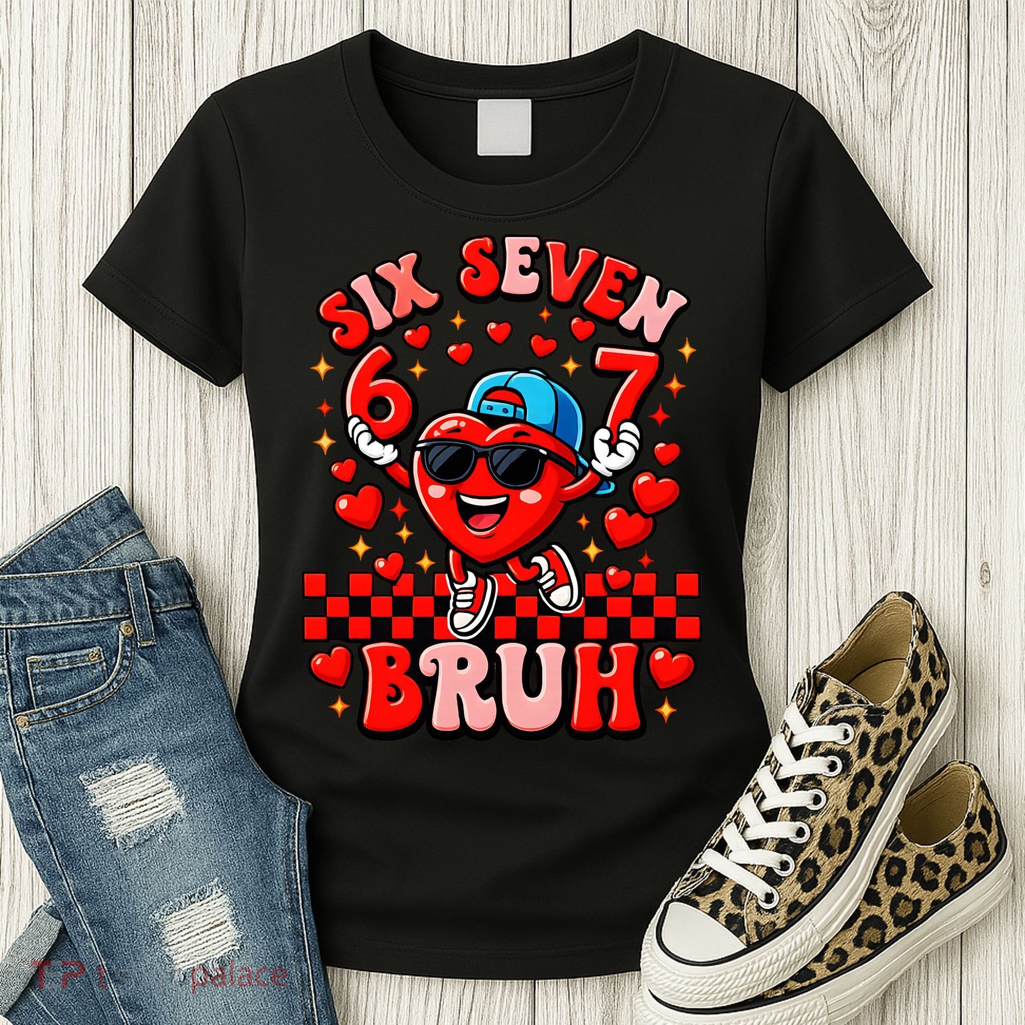 Six Seven 67 Meme Cool 6-7 Valentines Day Women's T-Shirt