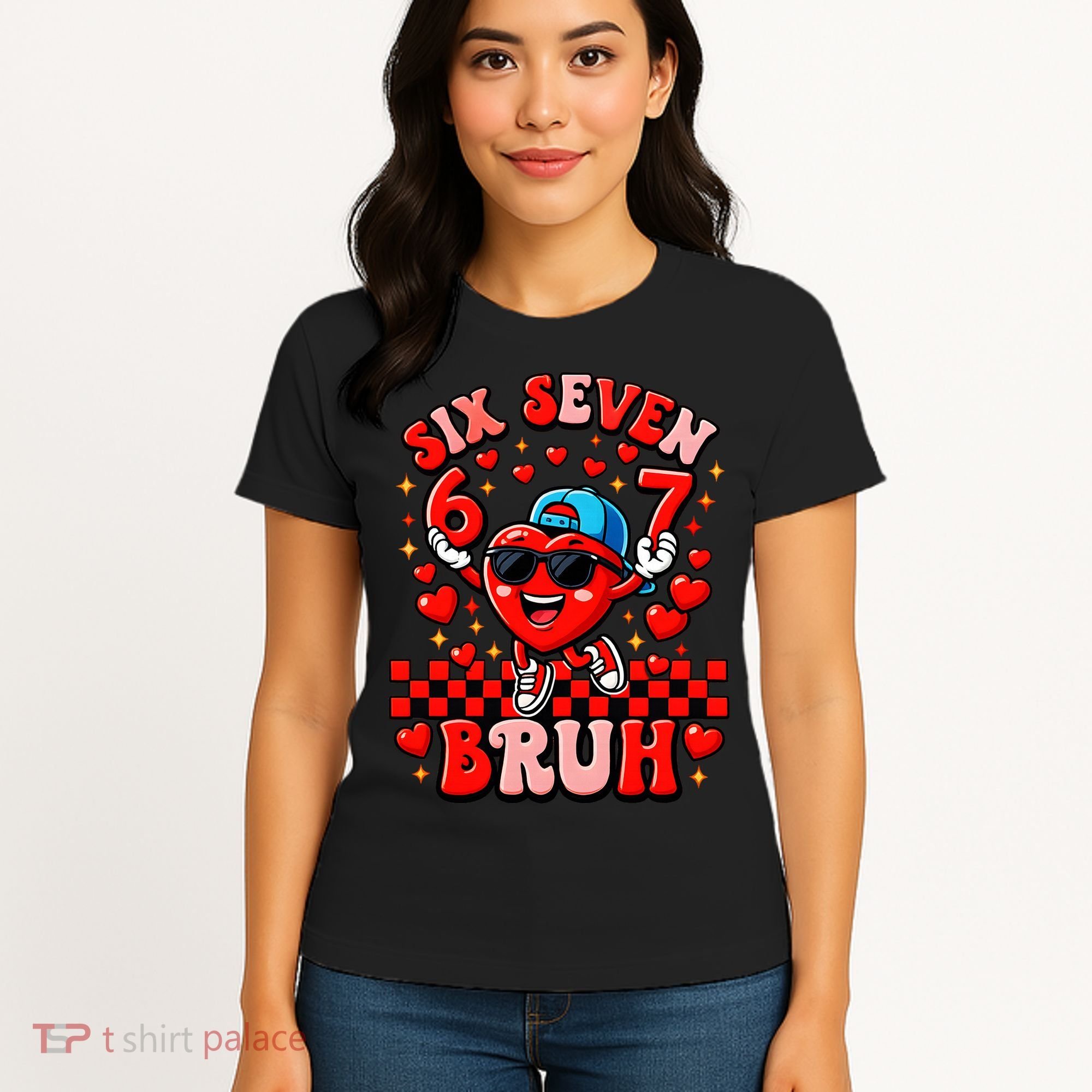 Six Seven 67 Meme Cool 6-7 Valentines Day Women's T-Shirt