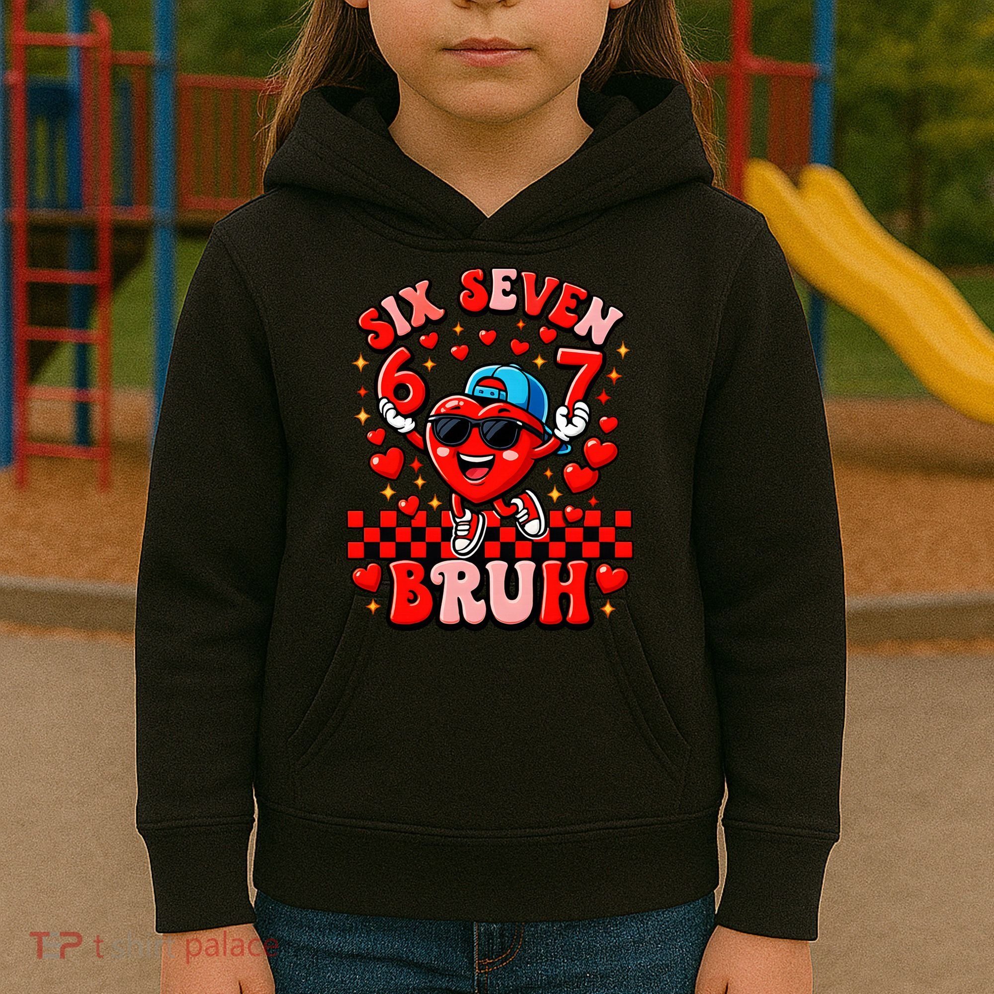 Six Seven 67 Meme Cool 6-7 Valentines Day Kids Hoodie