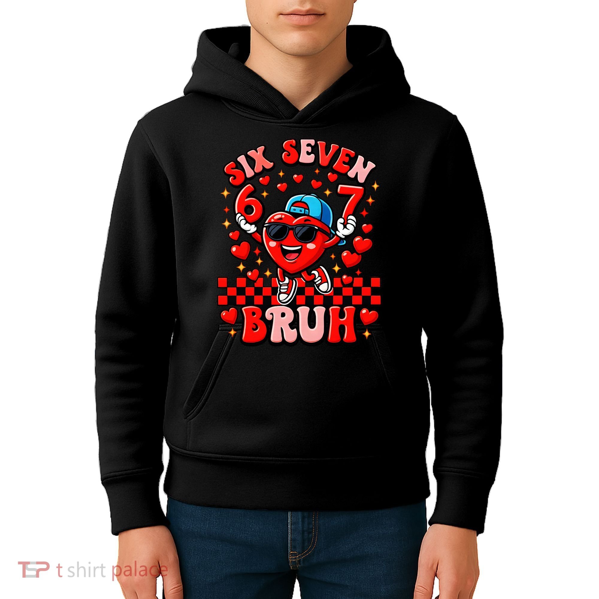 Six Seven 67 Meme Cool 6-7 Valentines Day Kids Hoodie