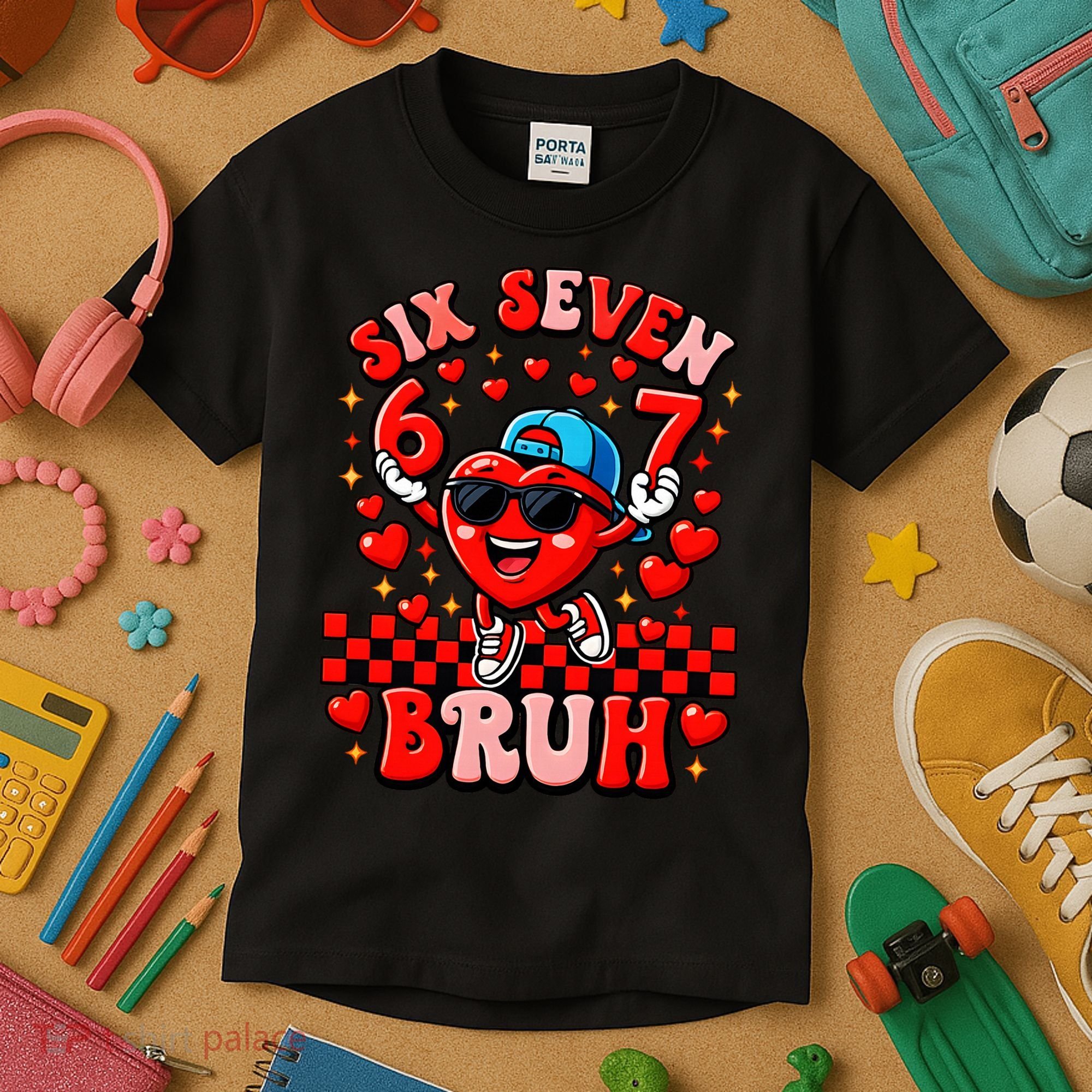 Six Seven 67 Meme Cool 6-7 Valentines Day Kids T-Shirt