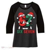 Six Seven 6-7 67 Christmas Funny Cute Women's Tri-Blend 3/4-Sleeve Raglan Shirt thumb 0