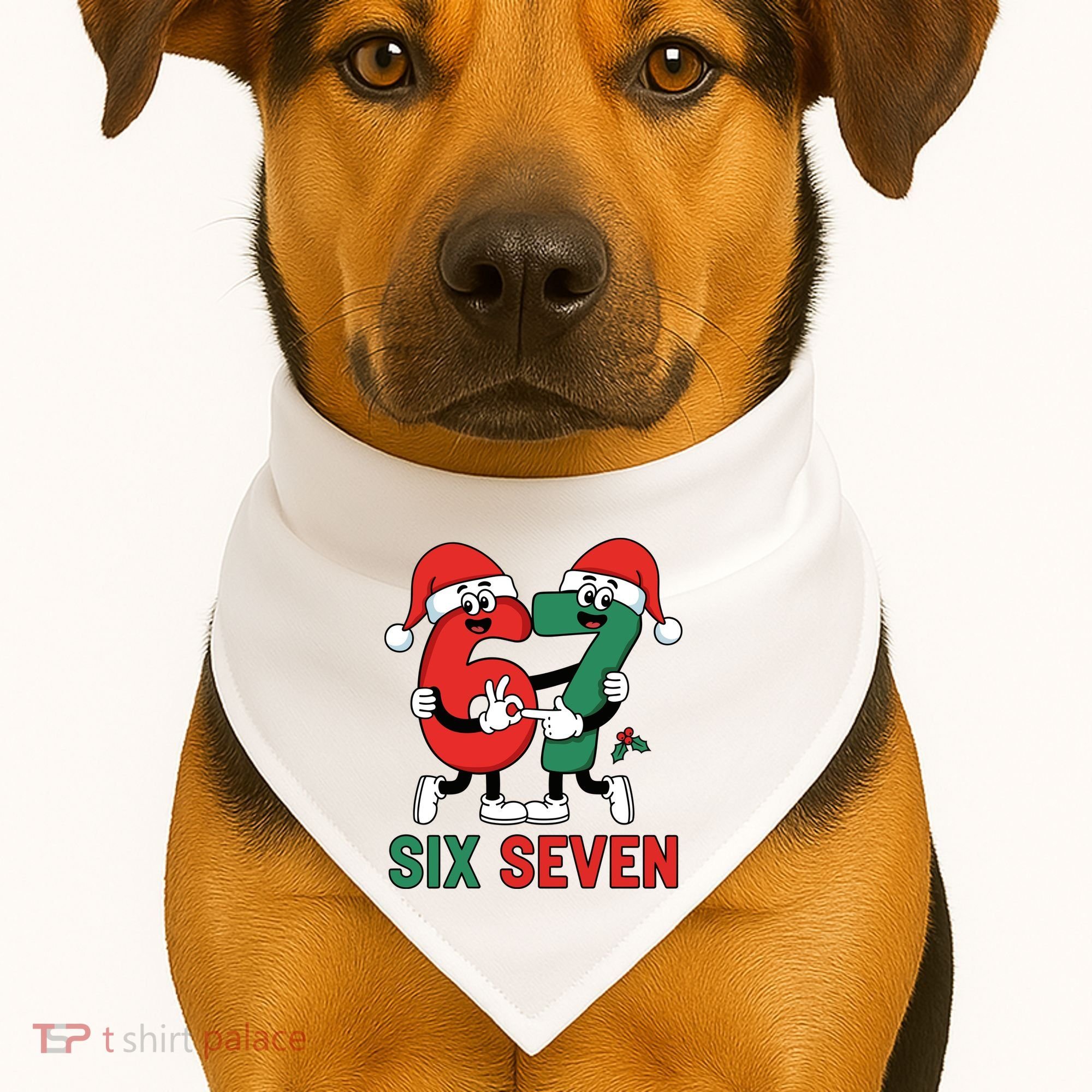 Six Seven 6-7 67 Christmas Funny Cute USA-Made Doggie Bandana