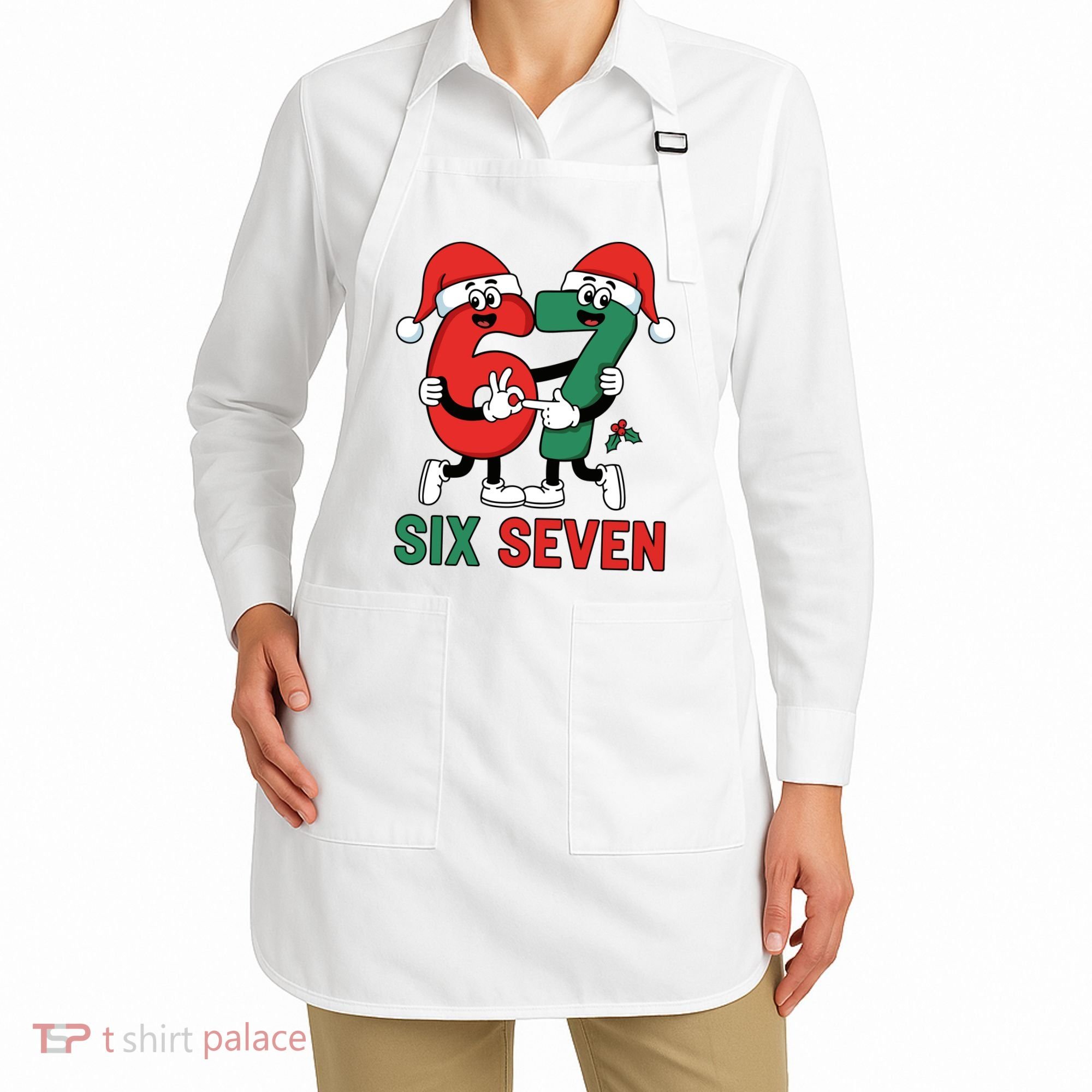 Six Seven 6-7 67 Christmas Funny Cute Apron