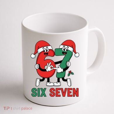 Six Seven 6-7 67 Christmas Funny Cute Coffee Mug back