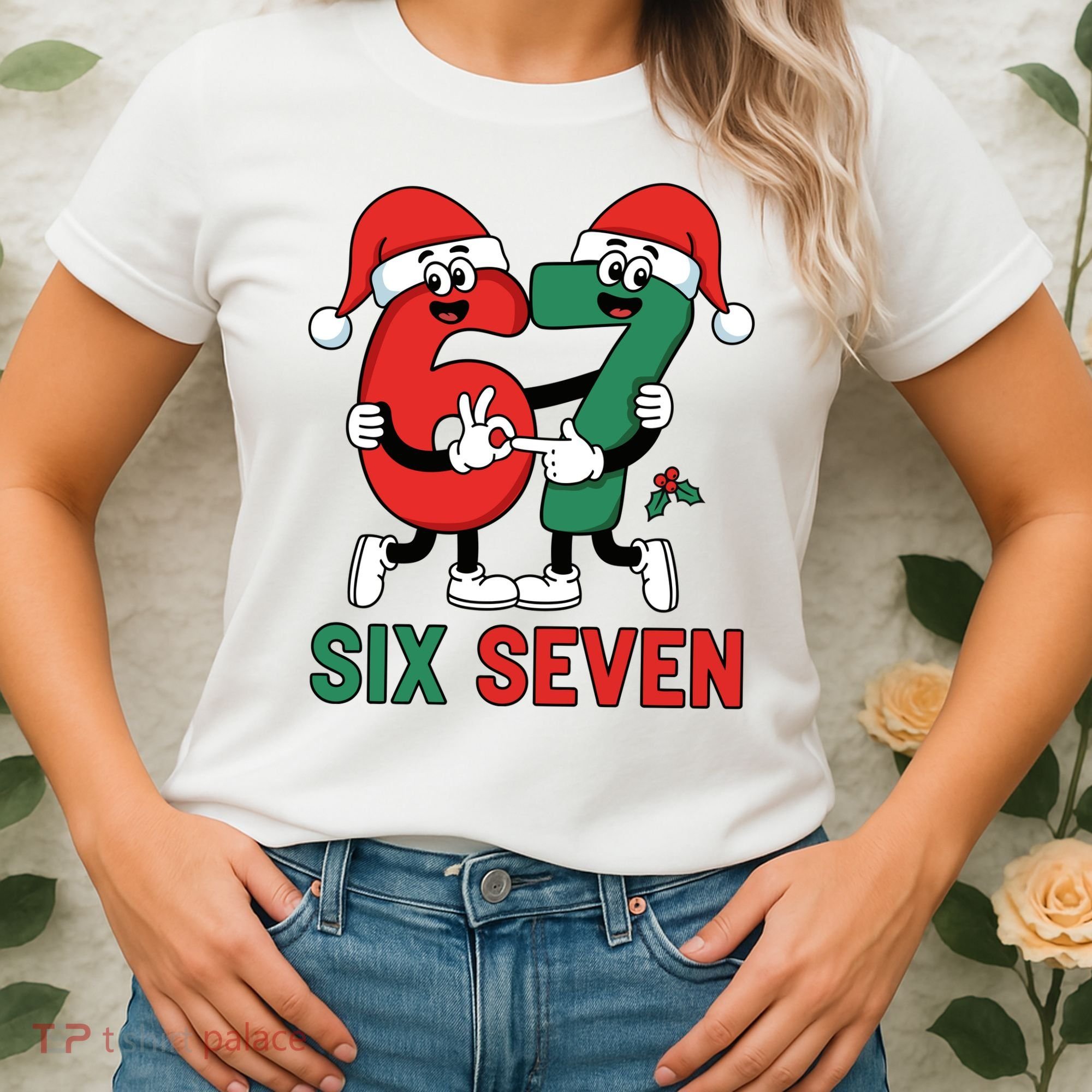 Six Seven 6-7 67 Christmas Funny Cute Women's T-Shirt