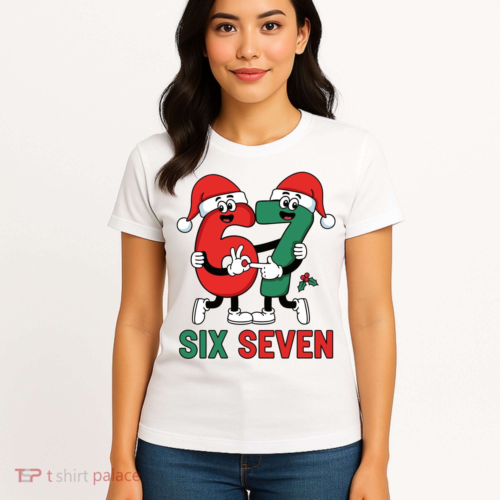 Six Seven 6-7 67 Christmas Funny Cute Women's T-Shirt