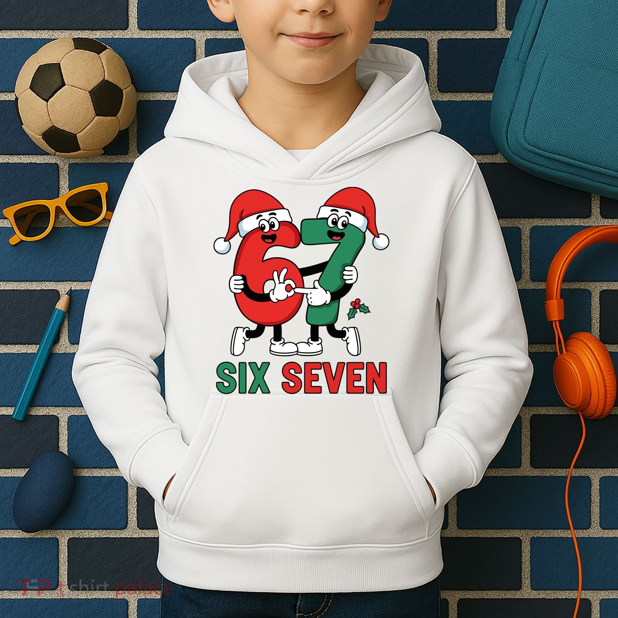 Six Seven 6-7 67 Christmas Funny Cute Kids Hoodie