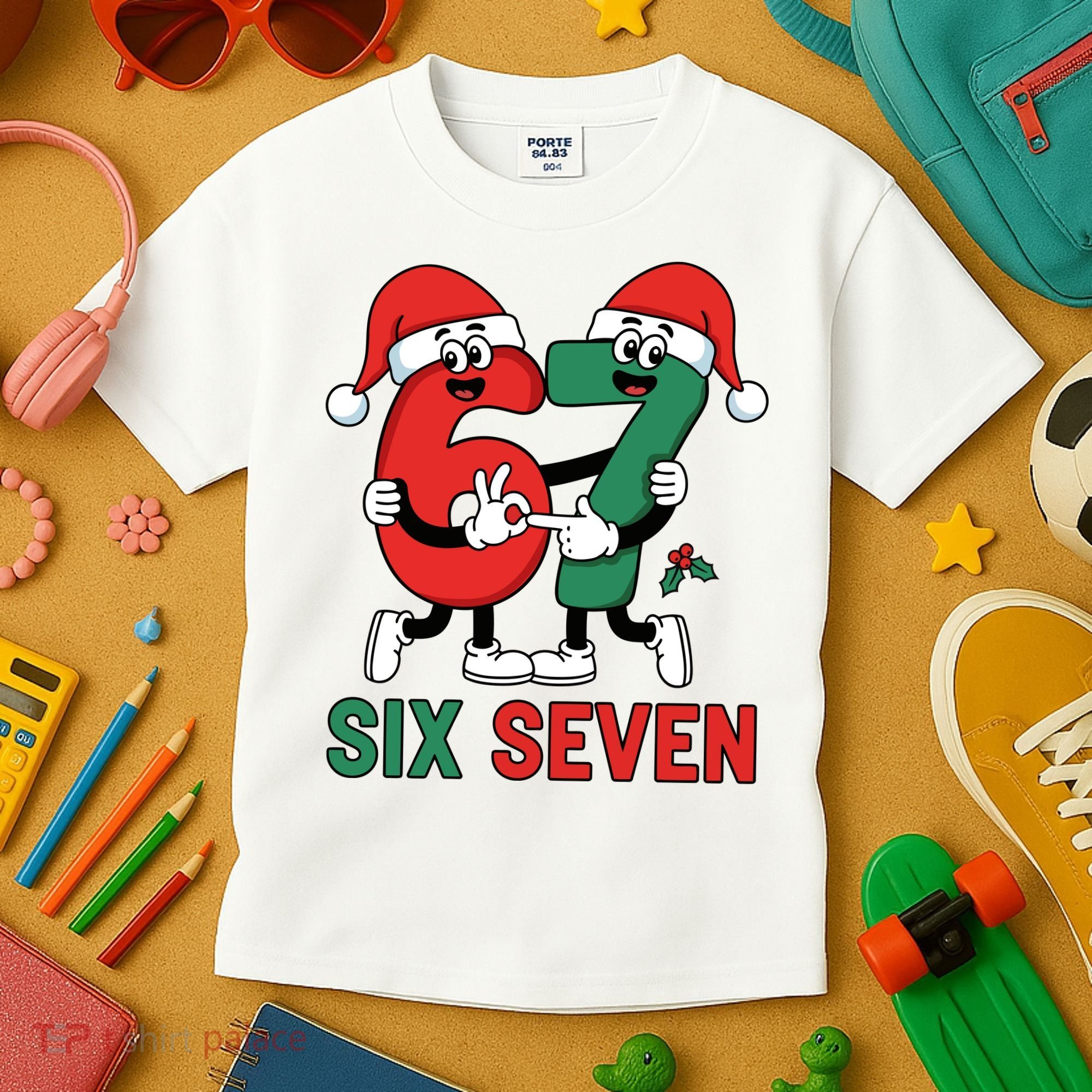 Six Seven 6-7 67 Christmas Funny Cute Kids T-Shirt