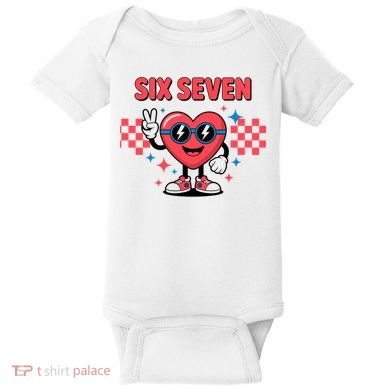Six Seven 6-7 Valentines Day Baby Bodysuit