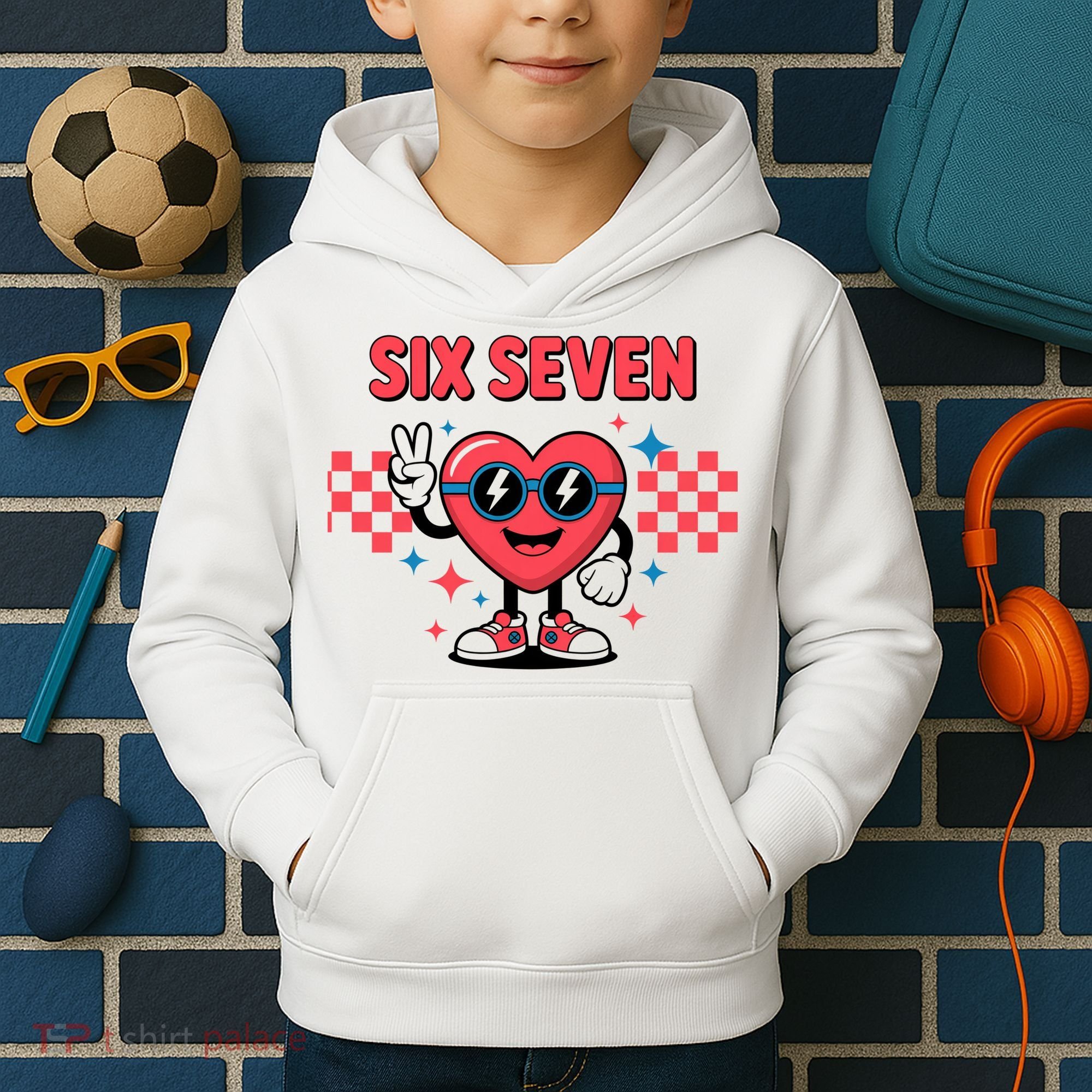 Six Seven 6-7 Valentines Day Kids Hoodie