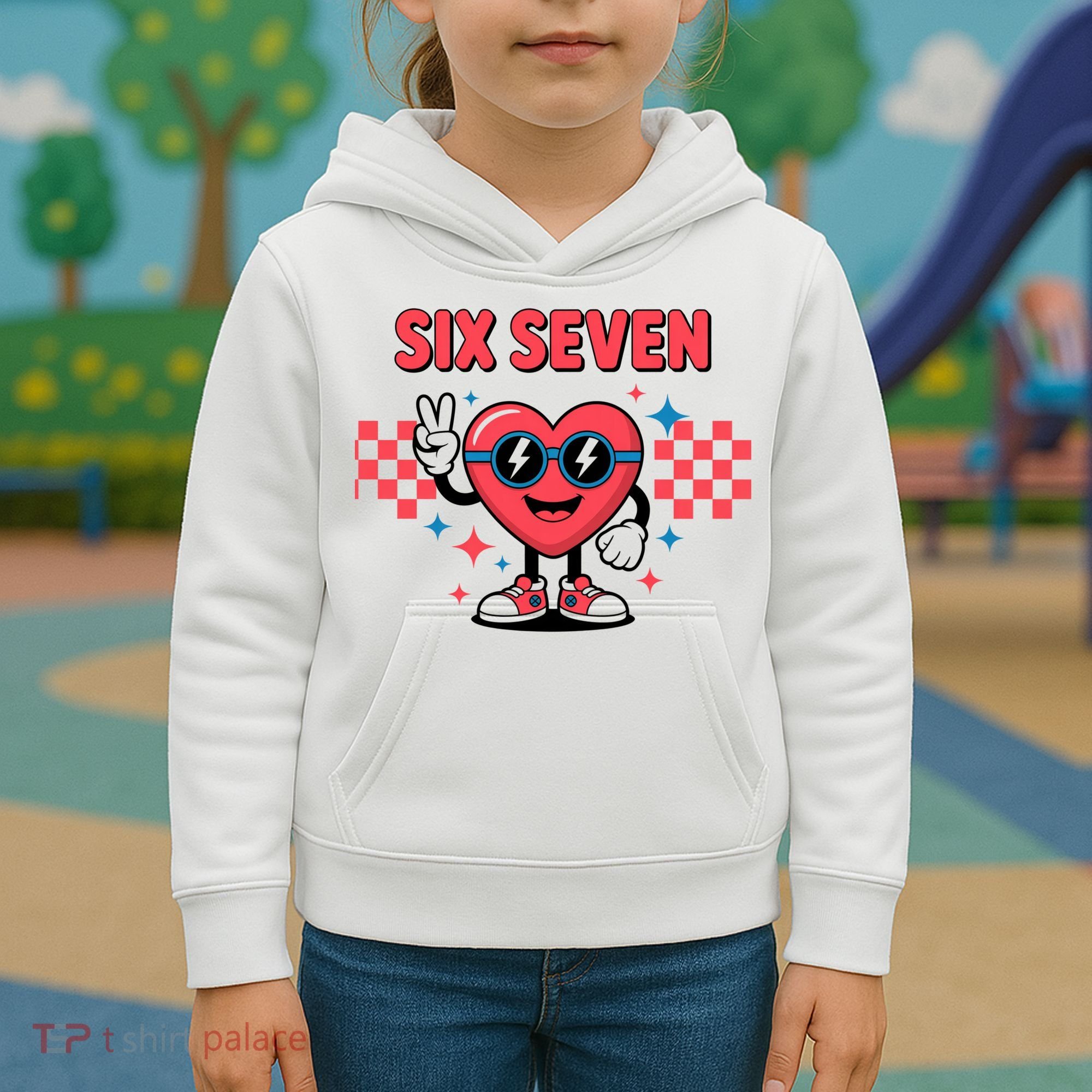 Six Seven 6-7 Valentines Day Kids Hoodie