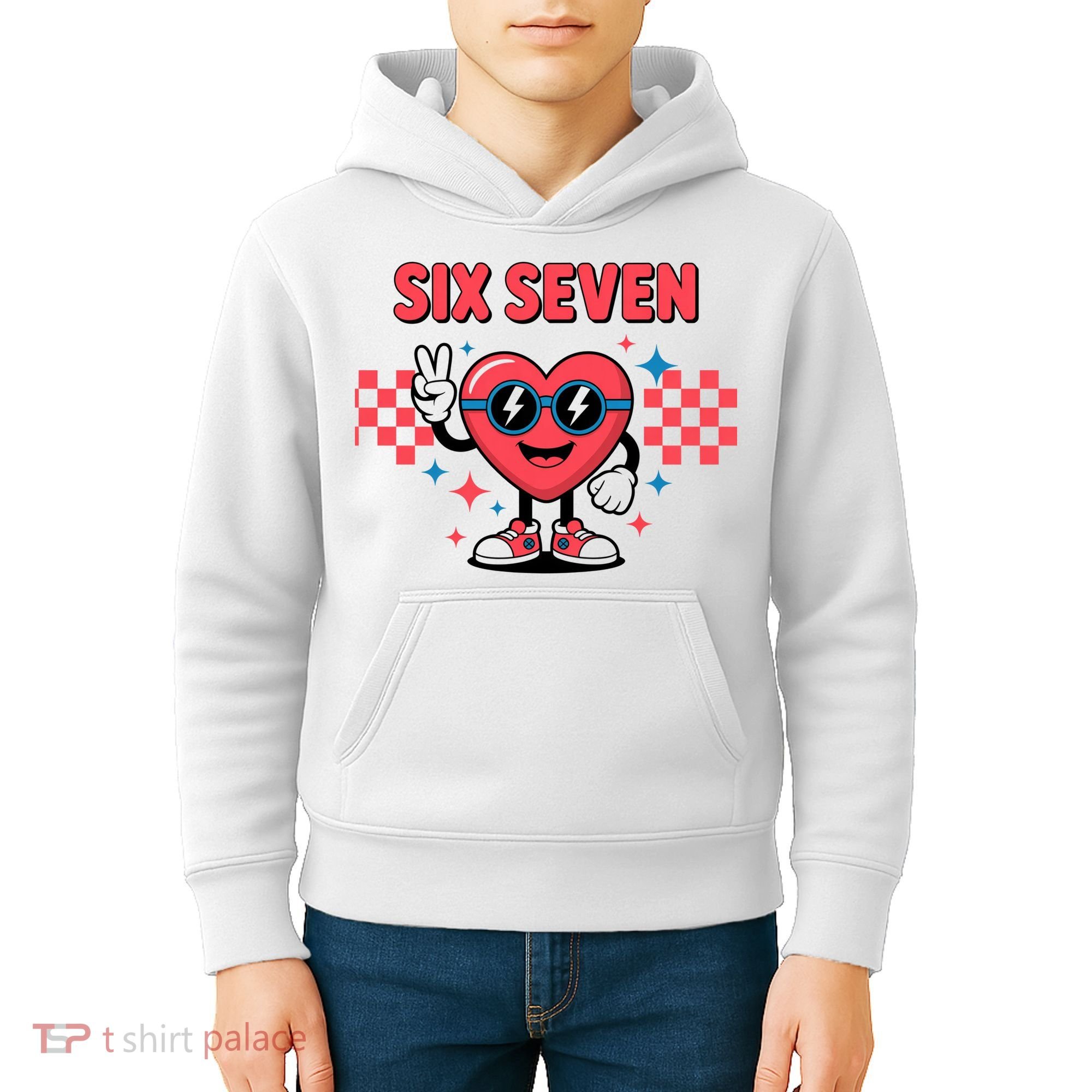 Six Seven 6-7 Valentines Day Kids Hoodie