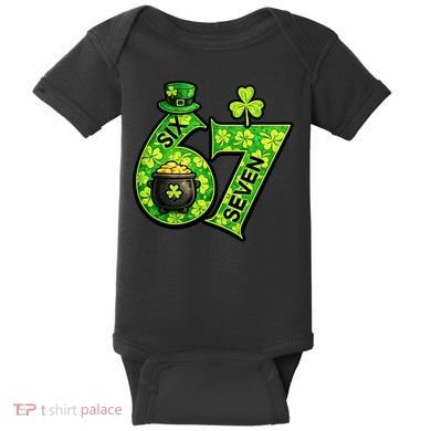 Six Seven 6-7 St Patricks Day 67 Paddys Meme Baby Bodysuit
