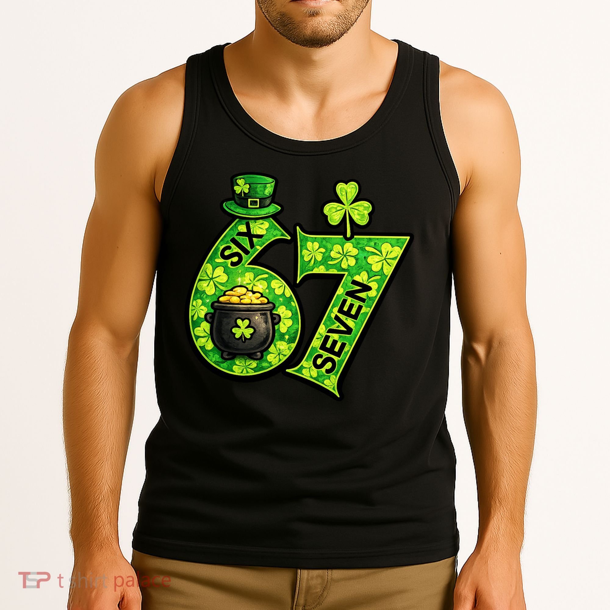 Six Seven 6-7 St Patricks Day 67 Paddys Meme Tank Top