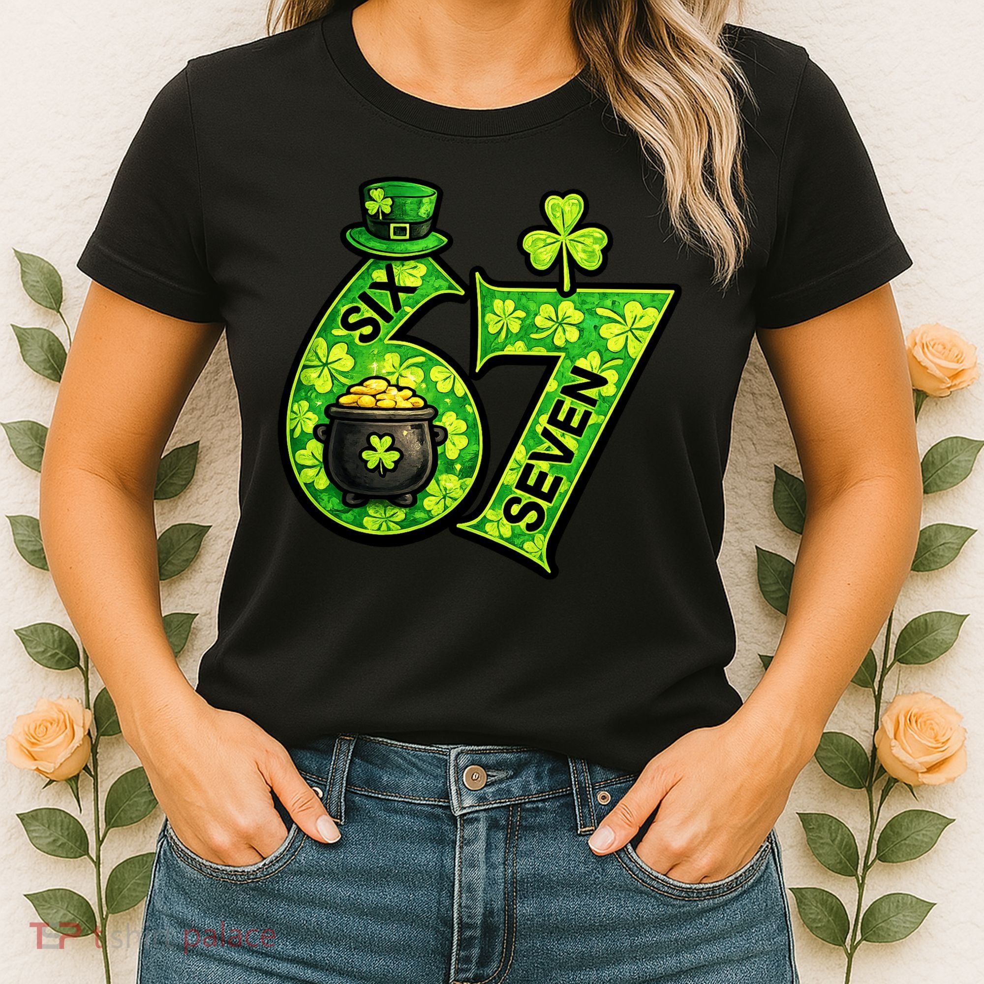 Six Seven 6-7 St Patricks Day 67 Paddys Meme Women's T-Shirt
