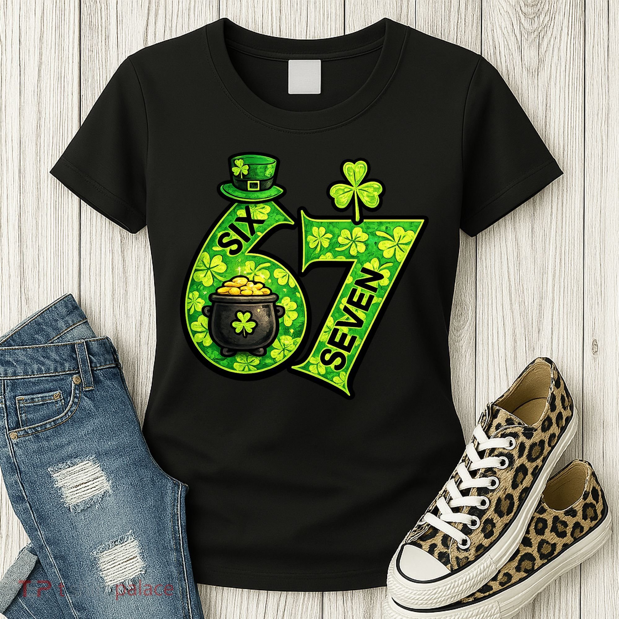 Six Seven 6-7 St Patricks Day 67 Paddys Meme Women's T-Shirt