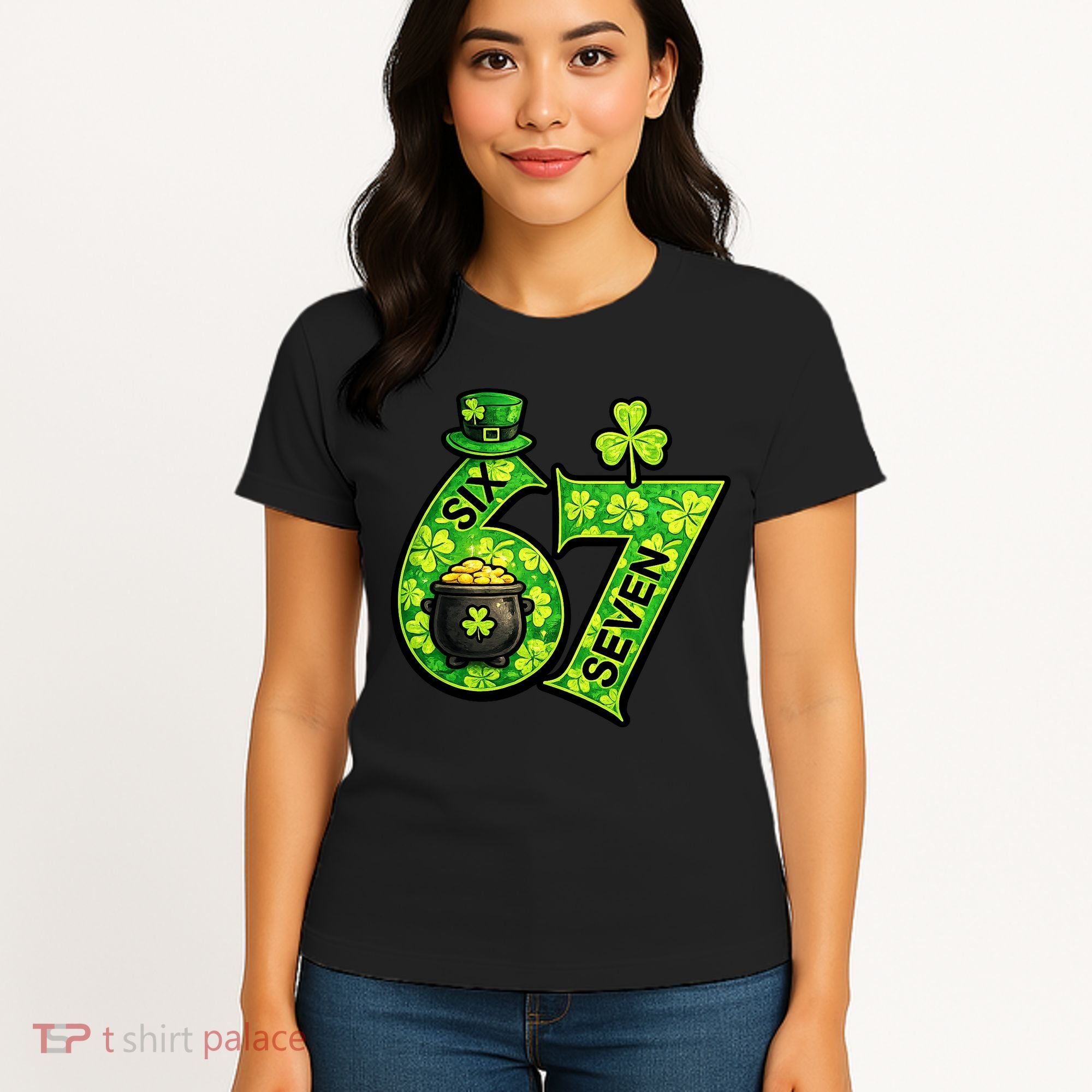 Six Seven 6-7 St Patricks Day 67 Paddys Meme Women's T-Shirt