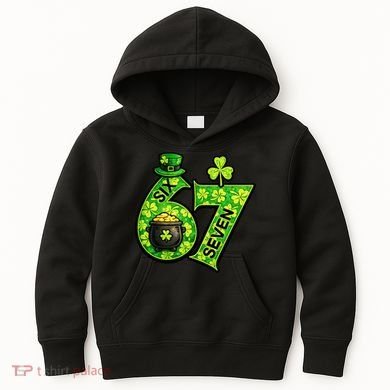Six Seven 6-7 St Patricks Day 67 Paddys Meme Kids Hoodie
