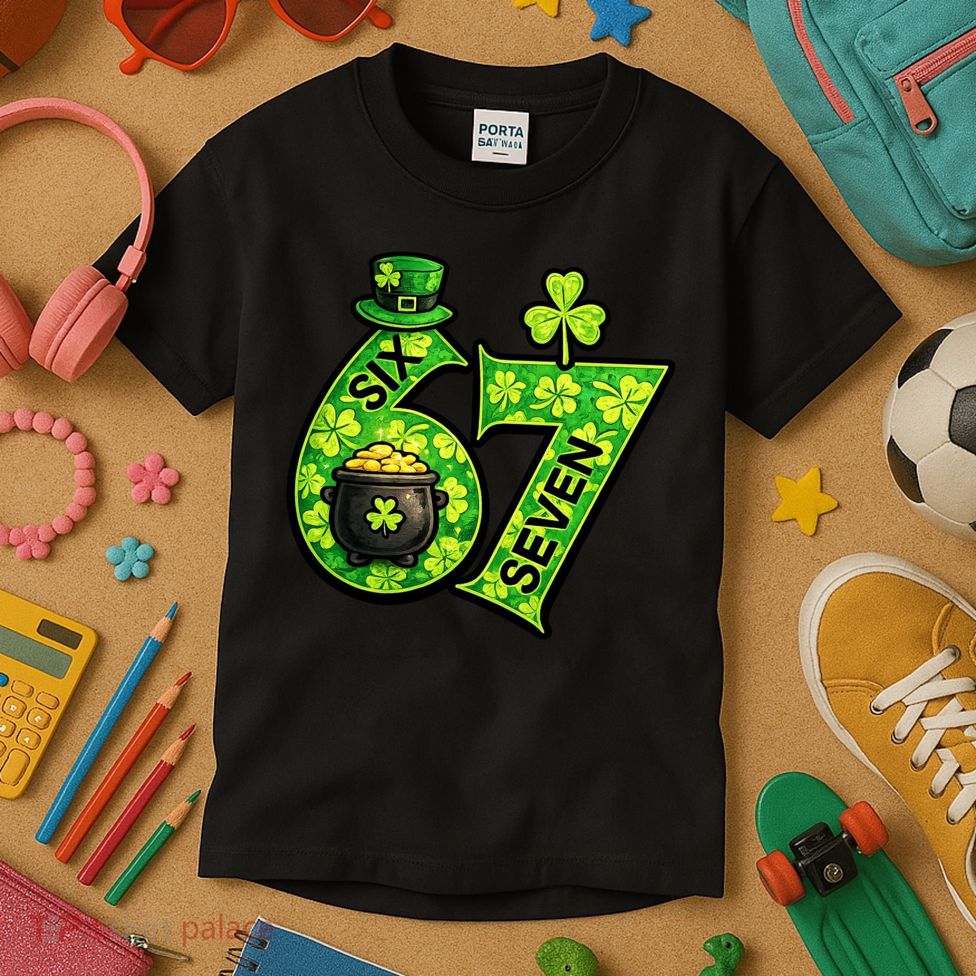 Six Seven 6-7 St Patricks Day 67 Paddys Meme Kids T-Shirt